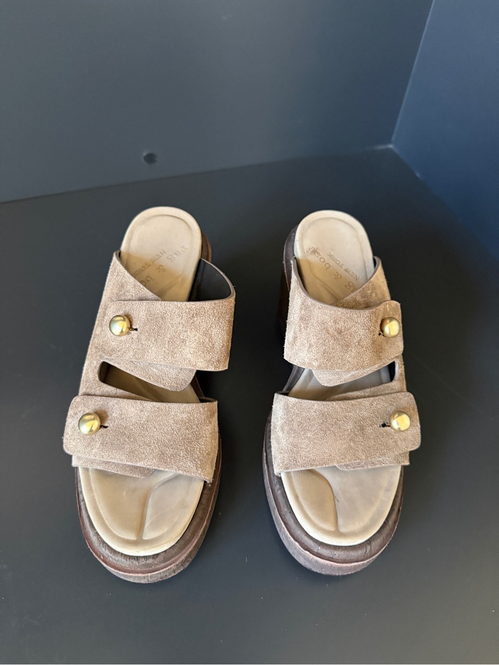 Rag & Bone Sommer Wedge Sandals Taupe Suede Platform EU 37 - Picture 7 of 13
